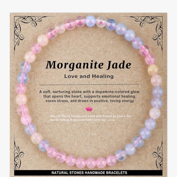 AD Beads Jewelry - Handmade Morganite Jade Beaded Stretch Bracelet 4mm Stackable Pastel NIB Unisex